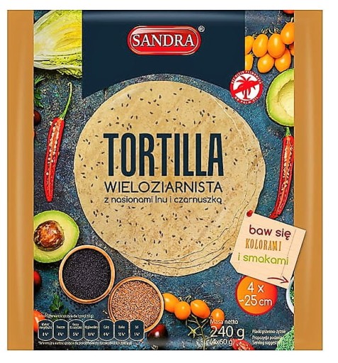 Sandra Tortilla viaczrnná 25 cm 4 x 60 g