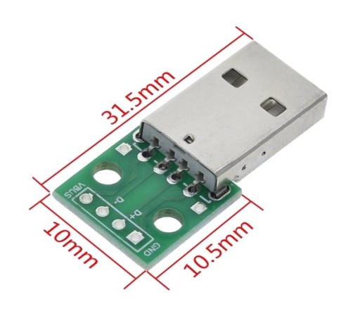 908 USB A zástrčka 4-kolíkový konektor dosky plošných spojov samec