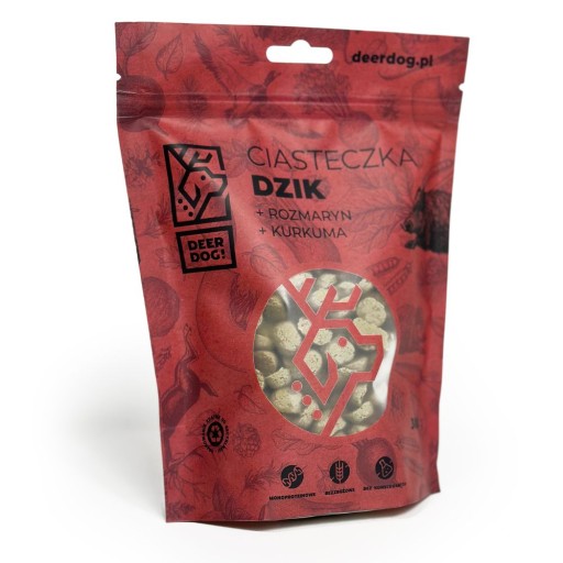 Jelenie psie sušienky pre psov Kančí rozmarín Kurkuma 300g