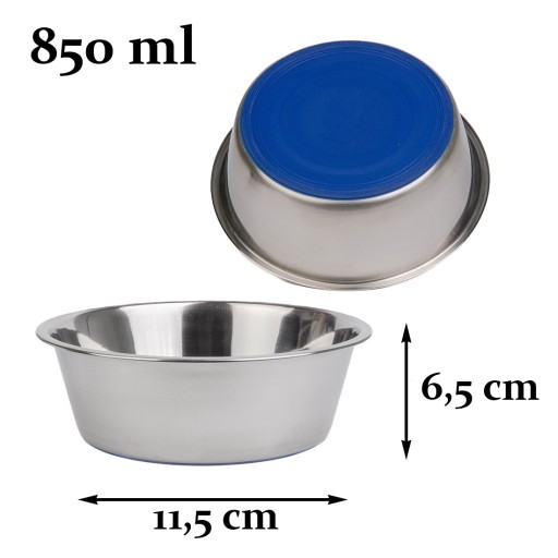 Stredná KOVOVÁ MISKA PRE PSA, protišmyková, 850 ml