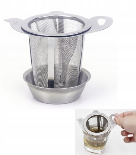Infuzér, sklenené sitko, stojan