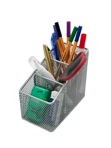 Pen&GO Slanted stolový organizér PG3314 sieťovaný organizér peračník Silver
