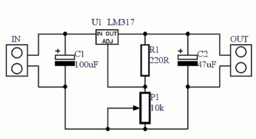 Integrovaný obvod LM317 - Lineárny stabilizátor napätia, nastaviteľný 1,25V - 35V