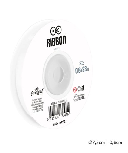 SATÉNOVÁ STUHA, BIELA STUHA 6 mm x 23 M