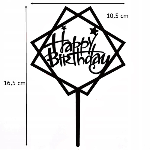 Narodeninový topper nápis HAPPY BIRTHDAY piker BLACK 1-99 OZDOBA NA TORTU