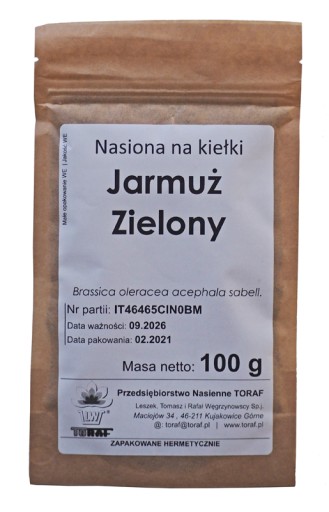 ZELENÝ KALE 100g semienka na klíčky a mikro listy, TORAF mikro listy