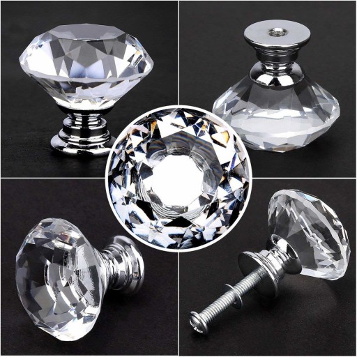 Nábytkový gombík CRYSTAL, briliant, 30 mm