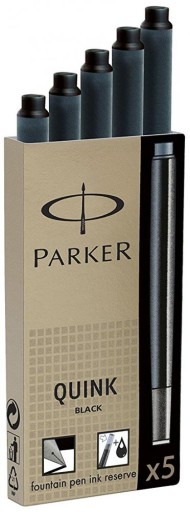 Náplne do plniaceho pera Parker, dlhé, 5 ks, čierne