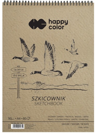Skicár A4 90g biely Block Birds Happy color