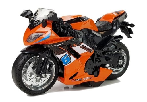 Motocykel s trecím pohonom Zvuky motora 1:14 oranžová