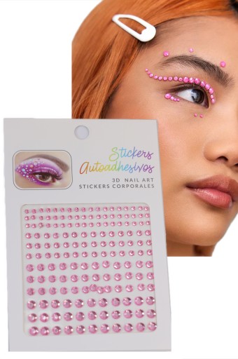 KRYŠTÁLOVÉ NÁLEPKY NA TVÁR kryštály PERLY DIAMANTY 3D OČI MAKEUP vlasy