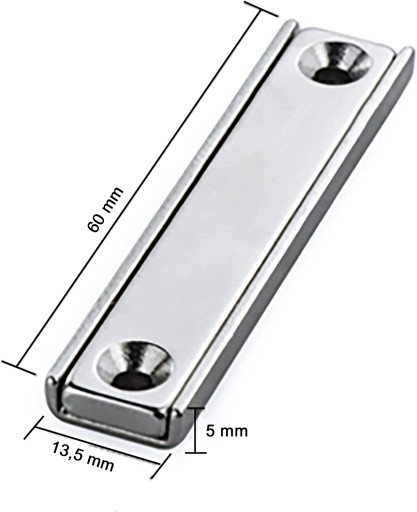 NEODYMIOVÝ MAGNET V SKRUTKOVOM POUZDE 60x13,5x5mm