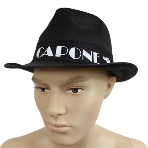 Klobúk Al Capone BLACK gangster s nápisom gun