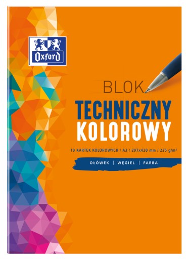 Technický blok A3 10k 225g FAREBNÉ obliečky OXFORD