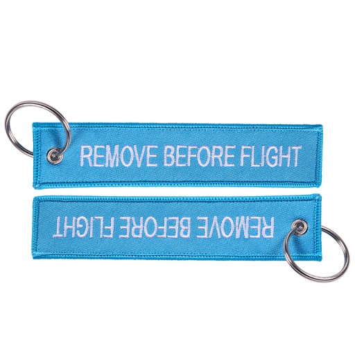 Modrý prívesok na kľúče RBF REMOVE BEFORE FLIGHT