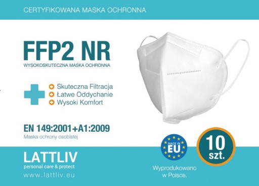POĽSKÉ MASKY OCHRANNÉ MASKY FFP2 CE LATTLIV 20 kusov