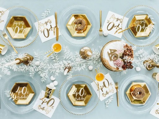 40. 40. narodeniny zlaté papierové poháre, 6 kusov
