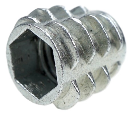 Zásuvka 10x M5x13 mm, oceľová vložka skrutkovaná do dreva