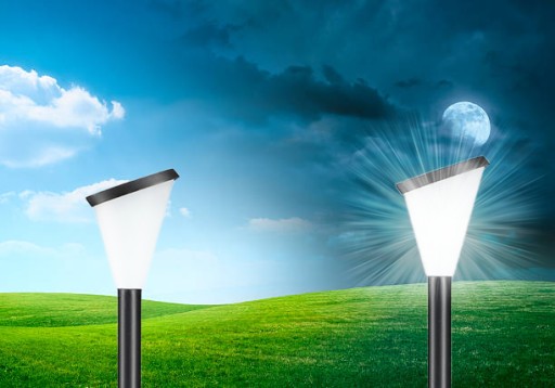 Solárna záhradná lampa, LED stĺp, čierna, do záhrady, studená farba