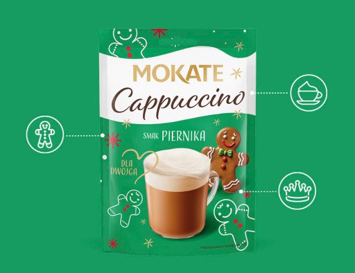 Lahodné cappuccino s perníkovou vianočnou nadýchanou penou 40g mokate