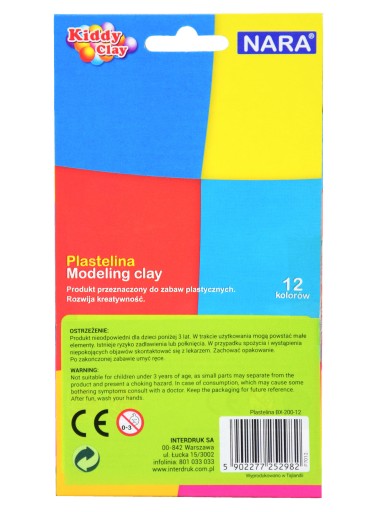 ZNAČKOVÁ BEZLEPKOVÁ PLASTIKA BEZLEPKOVÁ 12 FARIEB NARA KIDDY CLAY 200g