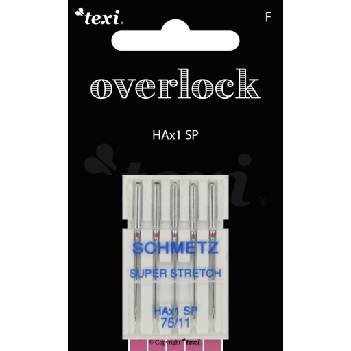 IHLY DO DOMÁCEHO OVERLOCKOVÉHO STROJA NA LÁTKU A PLETENÉHO OVERLOCKU - x75 - 5 ks.