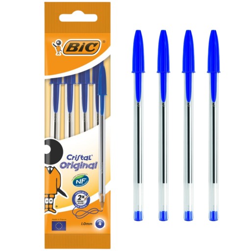 BIC Cristal Original tradičné jednorazové pero, modré, sada 4 ks