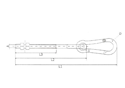 Hák na upevnenie hojdačky s karabínou M10 x 190