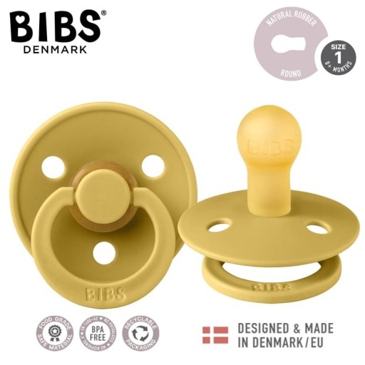 BIBS retro ukľudňujúci cumlík okrúhly 0+ HEVEA RUBBER