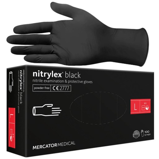 Nitrilové ochranné rukavice Black L Jednorazové silné bez prášku 100 kusov