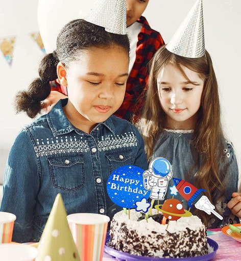 Narodeninový topper KOSMOS raketa HAPPY BIRTHDAY pikery 1-99 ozdoba na tortu