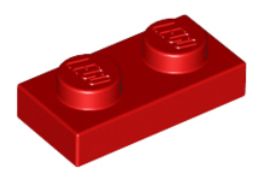 LEGO PLATE 1X2 ČERVENÉ ČÍSLO 3023 - 4 KS