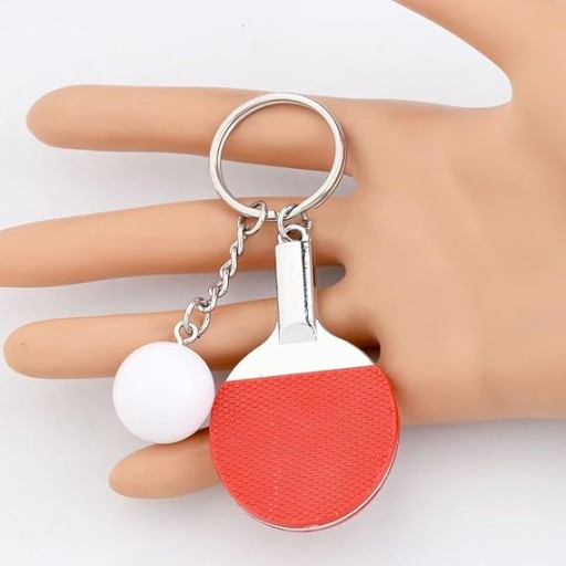 ČERVENÝ STOLNÝ TENIS ŠPORTOVÝ KEYRING - PINGPONGOVÁ RAKETA - pádlo