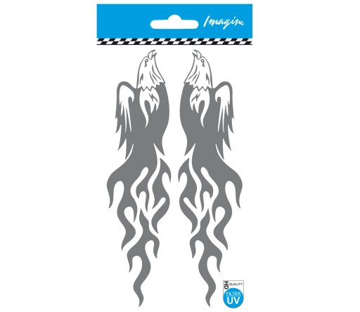 Nálepka Eagle Head Flames Silver Silver 2 ks