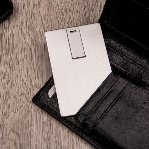 Kovová karta Pendrive 1 GB strieborná + gravírovanie