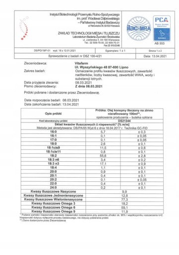 KONOPNÝ OLEJ 100 ML, LISOVANÝ ZA STUDENA, NERAFINOVANÝ