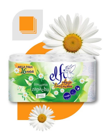 CHAMOMILE Toaletný papier ELFI Fantasy Harmonia 3W 16 ks. BIELY