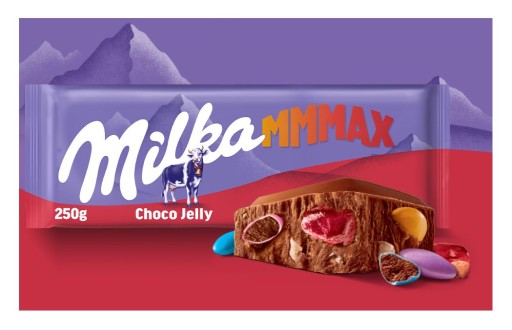 Milka veľká mliečna čokoláda Mmmax Choco Jelly s želé a cukríkmi 250g