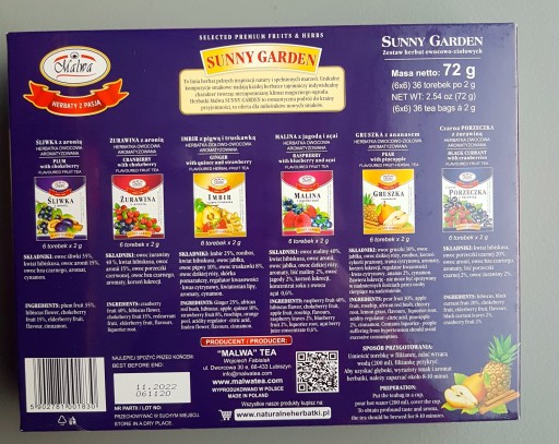 MALWA SUNNY GARDEN DARČEKOVÝ SADA ČAJU 36 ks DÁTUM: 28. 2. 2025