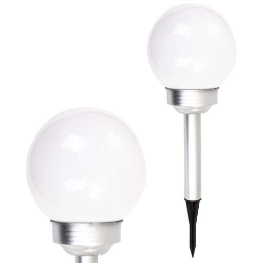solárna záhradná lampa, mliečna, BIELA GUĽA, 44 cm