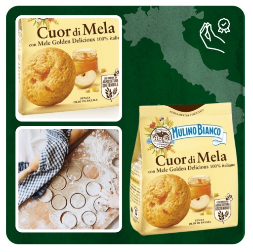 Mulino Bianco Cuor di Mela Talianske sušienky plnené jablkovým džemom 300g