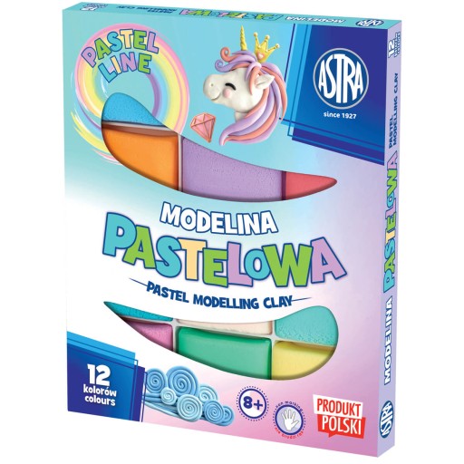 Pastelová modelovacia hmota od Astra, 12 farieb