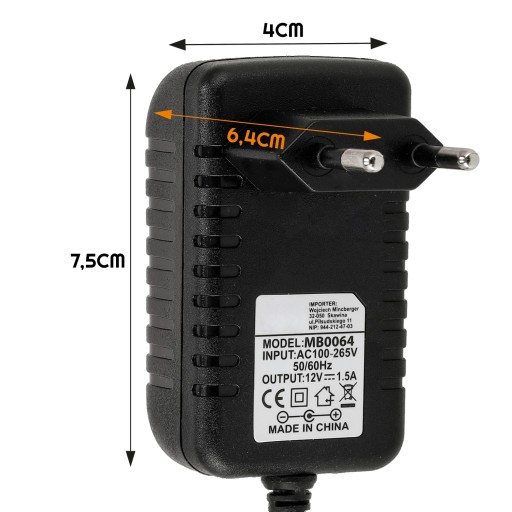 Zásuvný LED zdroj 1,5A 18W 12V 2,1mm