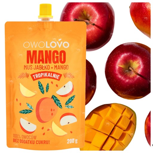OWOLOVO TROPICALNIE ovocné pyré bez cukru JABLKO MANGO 200g