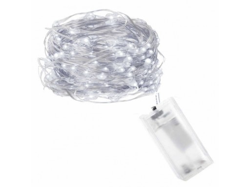 100 LED DRÔTOVÝCH LAMPY, NA BATÉRIU, BIELE SVETLO