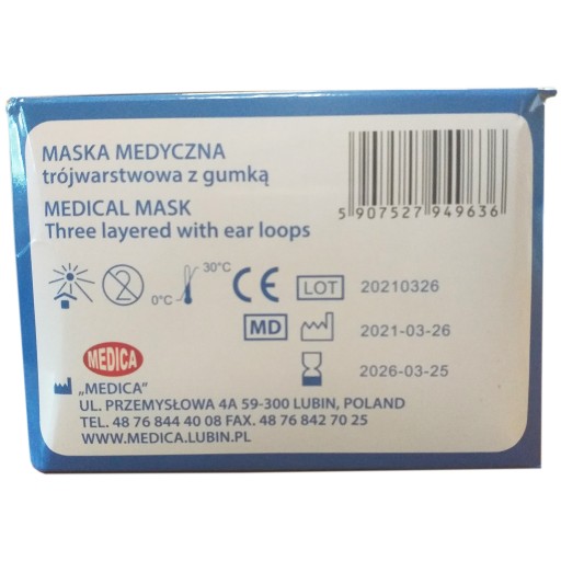 POĽSKÉ OCHRANNÉ MASKY 3 vrstvy 50 ks.