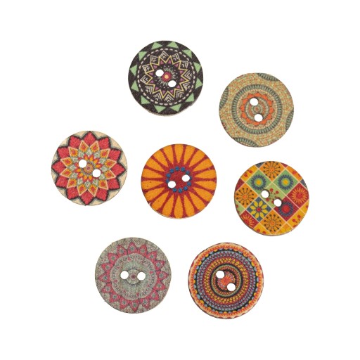 50ks drevených gombíkov 20mm, boho vintage farebné