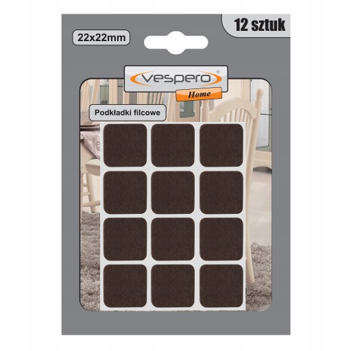Štvorcové plstené podložky 22 x 22 mm 12 ks.