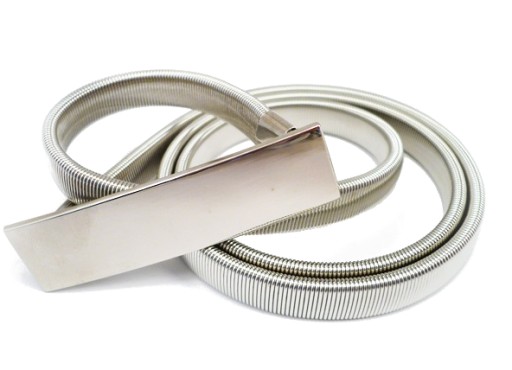 Kovový elastický opasok, pružinový SNAKE SILVER, ELEGANTNÝ, jednoduchá pracka