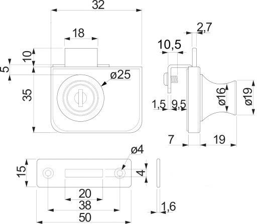 WINDOW LOCK 407 AKS dvojité sklenené dvere